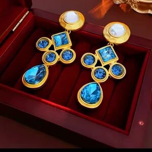 Baroque Blue Diamond Marquis Earrings